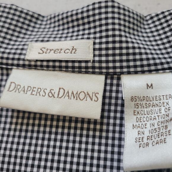 Drapers & Damons Size M Stretch Gingam Plaid Black White Full Zip Jacket - Picture 9 of 10